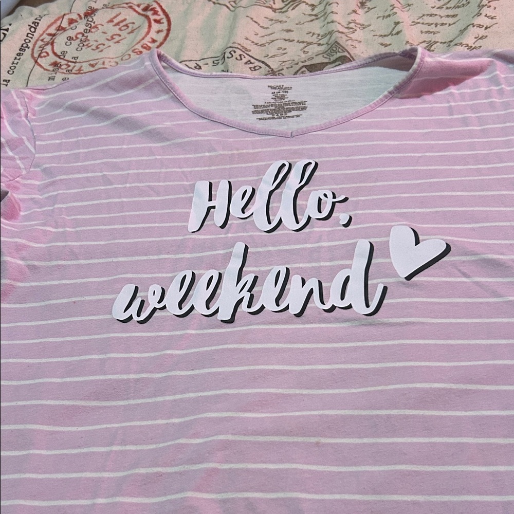 Secret Treasures Pink Striped Tee - Hello Weekend